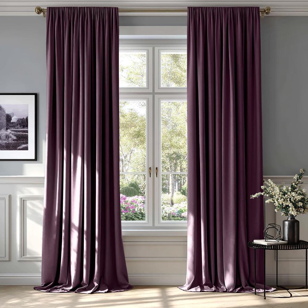 imageMIULEE Olive Green Velvet Curtains Thermal Insulated Blackout Curtain Drapes for Bedroom Living Room Darkening 84 Inches Long Curtains Panels Rod Pocket Set of 2Purple Orchid