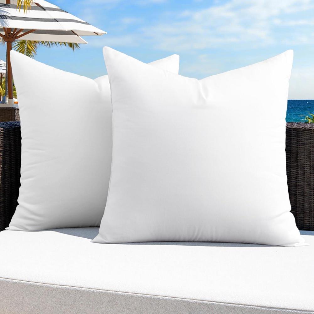 imageMIULEE Pack of 2 18x18 Outdoor Pillow Inserts Outdoor Throw Pillows WaterResistant Decorative Premium Square Pillow Stuffer Sham for Porch Swing Couch Sofa Cushion Patio Furniture2