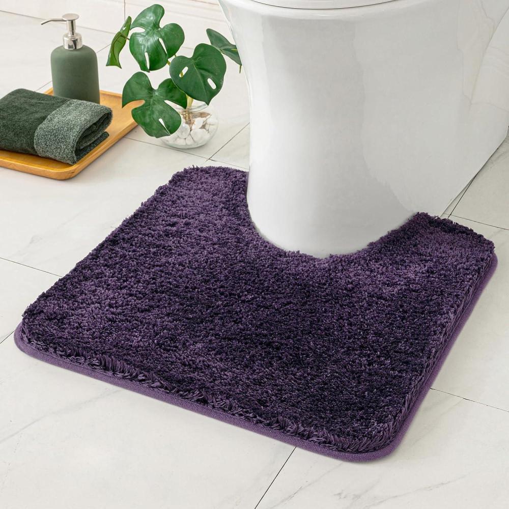 imageMIULEE Rust Microfiber Toilet Bath Mat UShaped Contour Shaggy Rugs Non Slip Extra Thick Soft Absorbent Water for Bathroom Commode Machine Washable20x20 InchDark Purple
