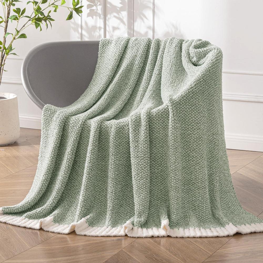 imageMIULEE Sage Green Super Soft Throw Blanket for Couch Cozy Fluffy Warm Throws Knit Blankets for Sofa Bed Chair Living Room Camping Picnic Spring Home Decor50 x 60 inchSage Green