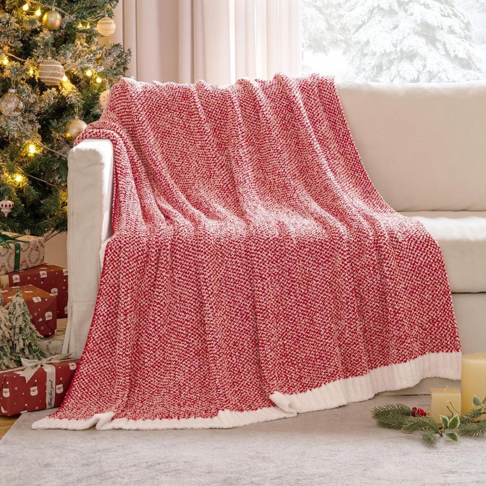 imageMIULEE Sage Green Super Soft Throw Blanket for Couch Cozy Fluffy Warm Throws Knit Blankets for Sofa Bed Chair Living Room Camping Picnic Spring Home Decor50 x 60 inchRed