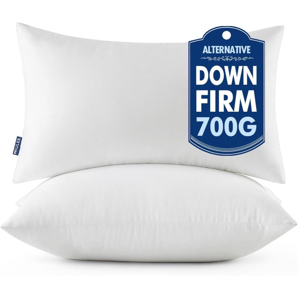 imageMIULEE Throw Pillows Inserts Pack of 2 18x18 Inch 100 Virgin Fiber Filling Bed Couch Pillows2