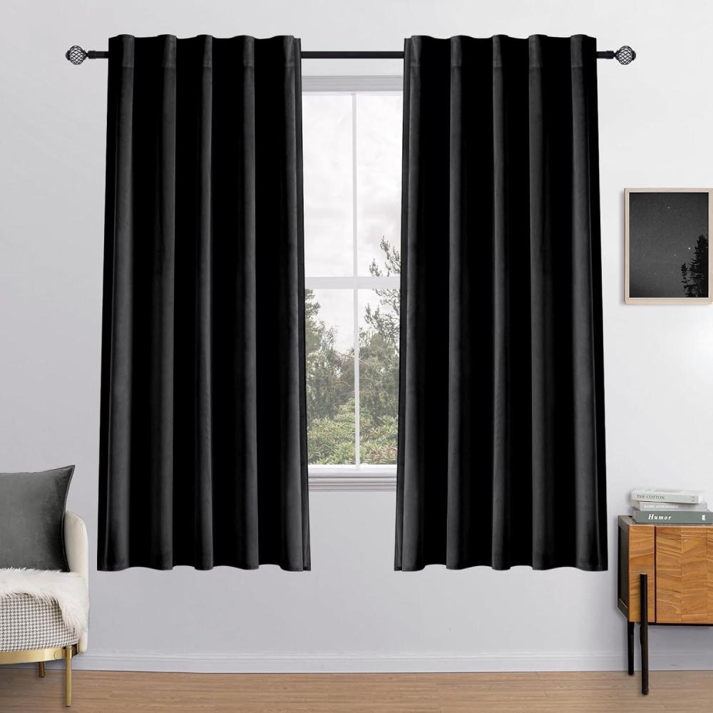 imageMIULEE Velvet Curtains 90 inches 2 Panels  Luxury Room Darkening Curtains for Bedroom Living Room Thermal Insulated Super Soft Window Drapes Rod Pocket ampamp Back Tab Olive Green W 52 x L 90 inchBlack