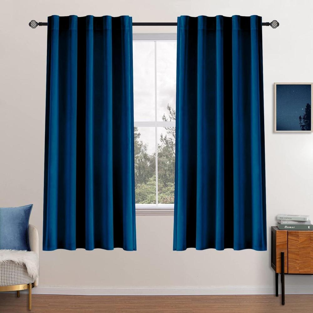 imageMIULEE Velvet Curtains 90 inches 2 Panels  Luxury Room Darkening Curtains for Bedroom Living Room Thermal Insulated Super Soft Window Drapes Rod Pocket ampamp Back Tab Olive Green W 52 x L 90 inchPeacock Blue