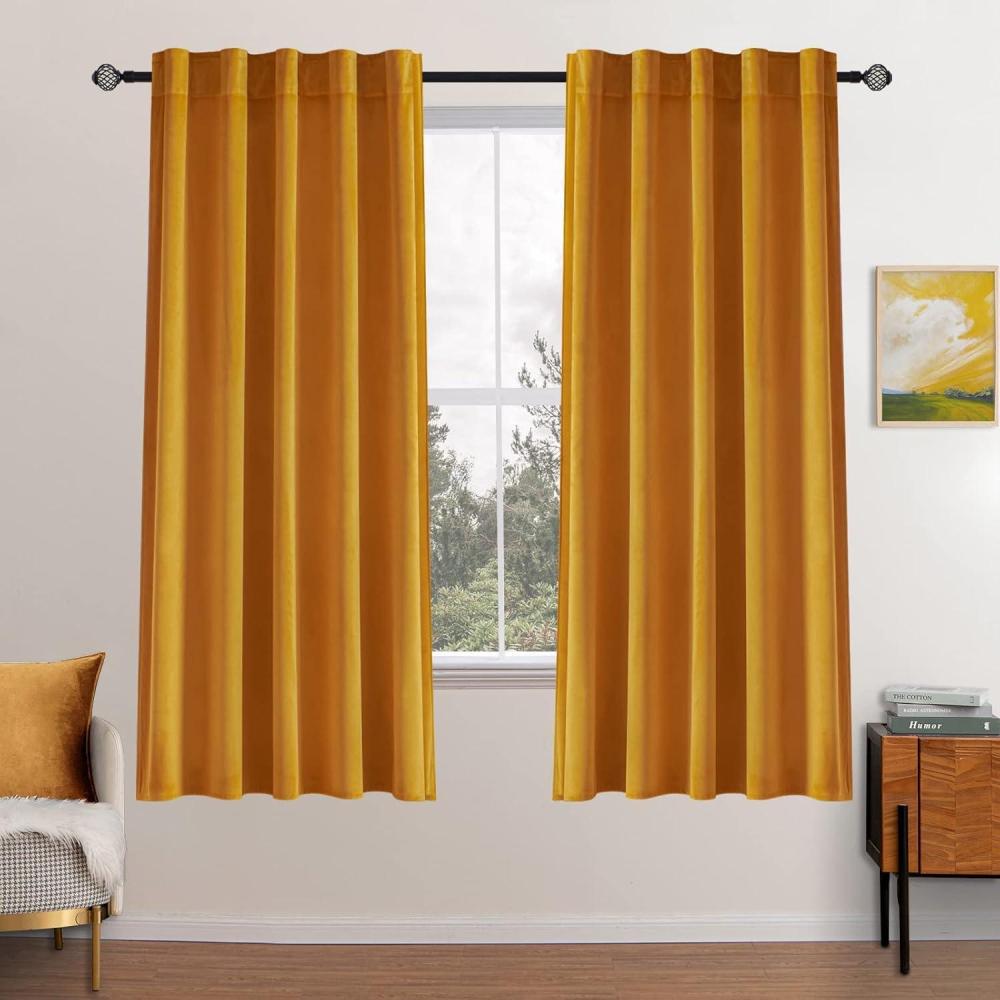 imageMIULEE Velvet Curtains 90 inches 2 Panels  Luxury Room Darkening Curtains for Bedroom Living Room Thermal Insulated Super Soft Window Drapes Rod Pocket ampamp Back Tab Olive Green W 52 x L 90 inchMustard Yellow