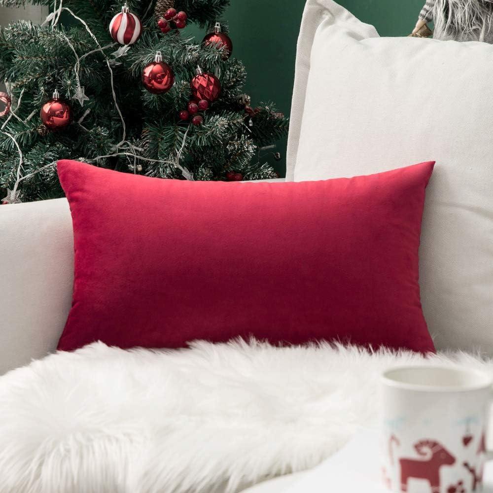 imageMIULEE Velvet Pillow Cover Soft Luxury Decorative Throw Pillow Cover Single Rectangle Cushion Case for Couch Sofa Bedroom Car Decor12x20 Inch Dark BlueRed