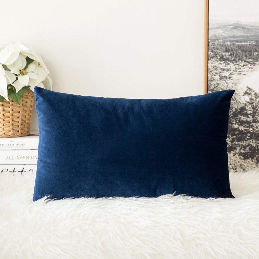 imageMIULEE Velvet Pillow Cover Soft Luxury Decorative Throw Pillow Cover Single Rectangle Cushion Case for Couch Sofa Bedroom Car Decor12x20 Inch Dark BlueDark Blue
