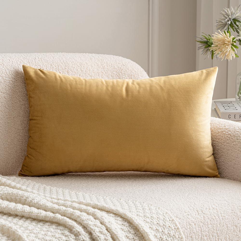 imageMIULEE Velvet Pillow Cover Soft Luxury Decorative Throw Pillow Cover Single Rectangle Cushion Case for Couch Sofa Bedroom Car Decor12x20 Inch Dark BlueKhaki