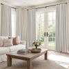 MIULEE 100% Blackout Curtains 90 Inch Long 2 Panels Set for Bedroom, Thick Luxury Faux Linen Black Out Curtain Room Darkening Back Tab Pleat Window Textured Drapes with Hooks for Living Room, Birch(Light Beige)