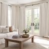 MIULEE 100% Blackout Curtains 90 Inch Long 2 Panels Set for Bedroom, Thick Luxury Faux Linen Black Out Curtain Room Darkening Back Tab Pleat Window Textured Drapes with Hooks for Living Room, Birch(Ivory)