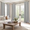 MIULEE 100% Blackout Curtains 90 Inch Long 2 Panels Set for Bedroom, Thick Luxury Faux Linen Black Out Curtain Room Darkening Back Tab Pleat Window Textured Drapes with Hooks for Living Room, Birch(Grey)