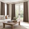 MIULEE 100% Blackout Curtains 90 Inch Long 2 Panels Set for Bedroom, Thick Luxury Faux Linen Black Out Curtain Room Darkening Back Tab Pleat Window Textured Drapes with Hooks for Living Room, Birch(Dutch Cocoa)