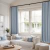 MIULEE 100% Blackout Curtains 90 Inch Long 2 Panels Set for Bedroom, Thick Luxury Faux Linen Black Out Curtain Room Darkening Back Tab Pleat Window Textured Drapes with Hooks for Living Room, Birch(Chambray Blue)