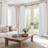MIULEE 100% Blackout Curtains 90 Inch Long 2 Panels Set for Bedroom, Thick Luxury Faux Linen Black Out Curtain Room Darkening Back Tab Pleat Window Textured Drapes with Hooks for Living Room, Birch(Bright White)