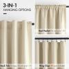 MIULEE 100% Blackout Curtains 90 inches Long, Linen Curtains for Bedroom Black Out Window Treatments Thermal Insulated Room Darkening Drapes Back Tab Rod Pocket Emerald Green Christmas Decor 2 Panels(Natural Beige)