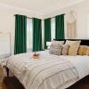 MIULEE 100% Blackout Curtains 90 inches Long, Linen Curtains for Bedroom Black Out Window Treatments Thermal Insulated Room Darkening Drapes Back Tab Rod Pocket Emerald Green Christmas Decor 2 Panels(Emerald Green)