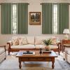 MIULEE 100% Blackout Decorative Linen Curtains with Geometric Pattern, Thick Woven Farmhouse Rustic Patterned Drapes with Back Tab for Bedroom and Living Room, Olive Green, 52 x 84 Inches, 2 Panels(Olive Green)