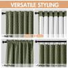 MIULEE 100% Blackout Decorative Linen Curtains with Geometric Pattern, Thick Woven Farmhouse Rustic Patterned Drapes with Back Tab for Bedroom and Living Room, Olive Green, 52 x 84 Inches, 2 Panels(Olive Green)