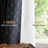 MIULEE 100% Blackout Decorative Linen Curtains with Geometric Pattern, Thick Woven Farmhouse Rustic Patterned Drapes with Back Tab for Bedroom and Living Room, Olive Green, 52 x 84 Inches, 2 Panels(Blue)