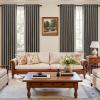 MIULEE 100% Blackout Decorative Linen Curtains with Geometric Pattern, Thick Woven Farmhouse Rustic Patterned Drapes with Back Tab for Bedroom and Living Room, Olive Green, 52 x 84 Inches, 2 Panels(Dark Grey)