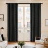 MIULEE 100% Blackout Decorative Linen Curtains with Geometric Pattern, Thick Woven Farmhouse Rustic Patterned Drapes with Back Tab for Bedroom and Living Room, Olive Green, 52 x 84 Inches, 2 Panels(Black)