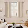 MIULEE 100% Blackout Decorative Linen Curtains with Geometric Pattern, Thick Woven Farmhouse Rustic Patterned Drapes with Back Tab for Bedroom and Living Room, Olive Green, 52 x 84 Inches, 2 Panels(Beige)