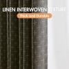 MIULEE 100% Blackout Decorative Linen Curtains with Geometric Pattern, Thick Woven Farmhouse Rustic Patterned Drapes with Back Tab for Bedroom and Living Room, Olive Green, 52 x 84 Inches, 2 Panels(Dark Grey)
