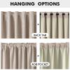 MIULEE 100% Blackout Linen Curtains for Bedroom, Christmas Emerald Green Solid Luxury Decor Thermal Insulation Room Darkening Drapes for Living Room Nursery Back Tab Rod Pocket 42 x 84 Inches 2 Panels(Beige)