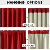 MIULEE 100% Blackout Linen Curtains for Bedroom, Christmas Emerald Green Solid Luxury Decor Thermal Insulation Room Darkening Drapes for Living Room Nursery Back Tab Rod Pocket 42 x 84 Inches 2 Panels(Red)