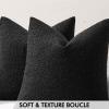 MIULEE 18×18 Inch Decorative Pillow Covers for Couch Bed Set of 2 Textured Boucle Neutral Winter Throw Pillows Orange Accent Solid Cushion Pillowcases Sofa Livingroom Home Decor(Black)