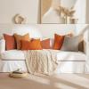 MIULEE 18×18 Inch Decorative Pillow Covers for Couch Bed Set of 2 Textured Boucle Neutral Winter Throw Pillows Orange Accent Solid Cushion Pillowcases Sofa Livingroom Home Decor(Burnt Orange)