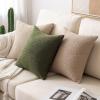 MIULEE 18×18 Inch Decorative Pillow Covers for Couch Bed Set of 2 Textured Boucle Neutral Winter Throw Pillows Orange Accent Solid Cushion Pillowcases Sofa Livingroom Home Decor(Olive Green)
