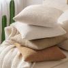 MIULEE 18×18 Inch Decorative Pillow Covers for Couch Bed Set of 2 Textured Boucle Neutral Winter Throw Pillows Orange Accent Solid Cushion Pillowcases Sofa Livingroom Home Decor(Oatmeal)