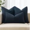MIULEE 18×18 Inch Decorative Pillow Covers for Couch Bed Set of 2 Textured Boucle Neutral Winter Throw Pillows Orange Accent Solid Cushion Pillowcases Sofa Livingroom Home Decor(Navy Blue)