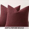 MIULEE 18×18 Inch Decorative Pillow Covers for Couch Bed Set of 2 Textured Boucle Neutral Winter Throw Pillows Orange Accent Solid Cushion Pillowcases Sofa Livingroom Home Decor(Burgundy)