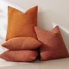 MIULEE 18×18 Inch Decorative Pillow Covers for Couch Bed Set of 2 Textured Boucle Neutral Winter Throw Pillows Orange Accent Solid Cushion Pillowcases Sofa Livingroom Home Decor(Orange)