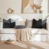 MIULEE 18×18 Inch Decorative Pillow Covers for Couch Bed Set of 2 Textured Boucle Neutral Winter Throw Pillows Orange Accent Solid Cushion Pillowcases Sofa Livingroom Home Decor(Black)