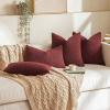 MIULEE 18×18 Inch Decorative Pillow Covers for Couch Bed Set of 2 Textured Boucle Neutral Winter Throw Pillows Orange Accent Solid Cushion Pillowcases Sofa Livingroom Home Decor(Burgundy)