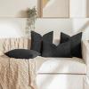 MIULEE 18×18 Inch Decorative Pillow Covers for Couch Bed Set of 2 Textured Boucle Neutral Winter Throw Pillows Orange Accent Solid Cushion Pillowcases Sofa Livingroom Home Decor(Black)