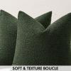 MIULEE 18×18 Inch Decorative Pillow Covers for Couch Bed Set of 2 Textured Boucle Neutral Winter Throw Pillows Orange Accent Solid Cushion Pillowcases Sofa Livingroom Home Decor(Dark Green)