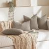 MIULEE 18×18 Inch Decorative Pillow Covers for Couch Bed Set of 2 Textured Boucle Neutral Winter Throw Pillows Orange Accent Solid Cushion Pillowcases Sofa Livingroom Home Decor(Light Taupe)