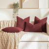 MIULEE 18×18 Inch Decorative Pillow Covers for Couch Bed Set of 2 Textured Boucle Neutral Winter Throw Pillows Orange Accent Solid Cushion Pillowcases Sofa Livingroom Home Decor(Burgundy)