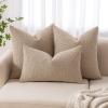 MIULEE 18×18 Inch Decorative Pillow Covers for Couch Bed Set of 2 Textured Boucle Neutral Winter Throw Pillows Orange Accent Solid Cushion Pillowcases Sofa Livingroom Home Decor(Khaki)