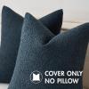 MIULEE 18×18 Inch Decorative Pillow Covers for Couch Bed Set of 2 Textured Boucle Neutral Winter Throw Pillows Orange Accent Solid Cushion Pillowcases Sofa Livingroom Home Decor(Dark Blue)