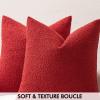 MIULEE 18×18 Inch Decorative Pillow Covers for Couch Bed Set of 2 Textured Boucle Neutral Winter Throw Pillows Orange Accent Solid Cushion Pillowcases Sofa Livingroom Home Decor(Red)