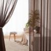 MIULEE 2 Panels Burgundy Red Semi Sheer Window Curtains Elegant Christmas Decor Grommet Top Voile Drapes Window Treatment Linen Textured Panels for Bedroom Living Room (54X84 inch Length)(Chocolate Brown)