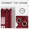 MIULEE 2 Panels Burgundy Red Semi Sheer Window Curtains Elegant Christmas Decor Grommet Top Voile Drapes Window Treatment Linen Textured Panels for Bedroom Living Room (54X84 inch Length)(Burgundy Red)