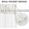 MIULEE 2 Pieces White Semi Sheer Curtains for Front French Door Linen Textured Window Panels for Light Filtering W 25 x L 40 Inches(Ivory)