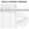 MIULEE 2 Pieces White Semi Sheer Curtains for Front French Door Linen Textured Window Panels for Light Filtering W 25 x L 40 Inches(White)