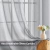 MIULEE 2-Panel 84 Inch Farmhouse Linen Sheer Window Curtains – Elegant Red Drapes With Grommet Top – Voile Panels, Linen Textured – Bedroom/Living Room (52 X 84 Inch)(Light Grey)